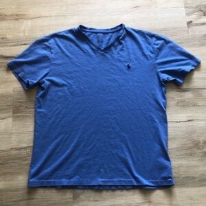 Polo by Ralph Lauren Men's Blue V-Neck Shirt